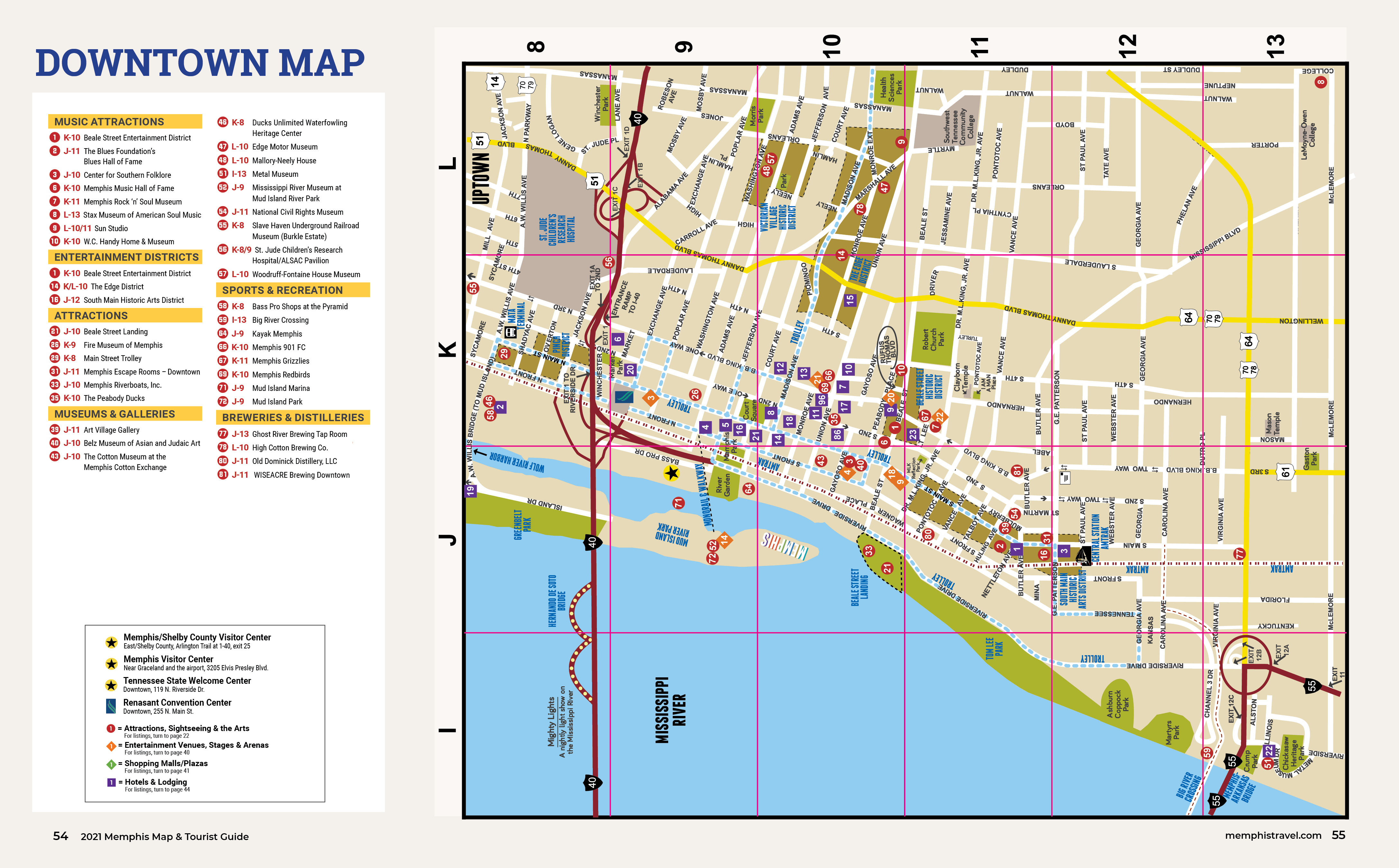 2021 Downtown Memphis Map