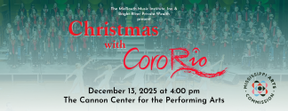Event Graphic for Christmas with CoroRio on December 13th at The Cannon Center for the Performing Arts.