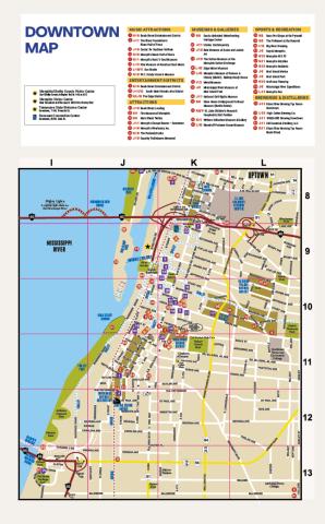 Map and key of Downtown Memphis