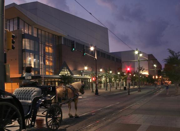 Carriage ride in front of Cannon Center and Cook Convention Center. Photo Credit: Baxter Buck